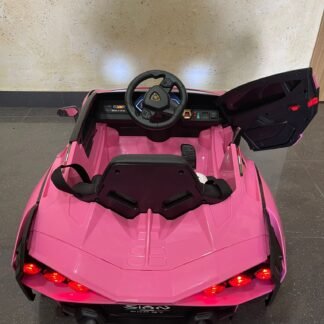 Lamborghini Sian, rosa-pink, 12v, ruedas goma, asiento cuero, de 1 a 4 años  INDA149-SianPK